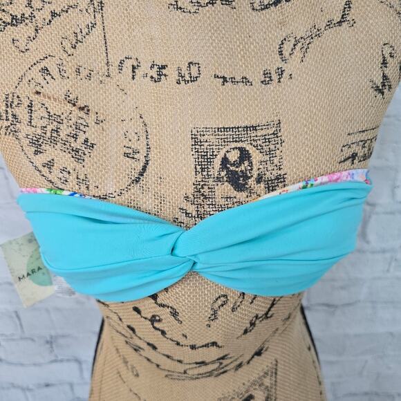 Mara Hoffman bandeau reversable bikini top Sz XS tied back swimsuit padded A8C - Picture 4 of 4